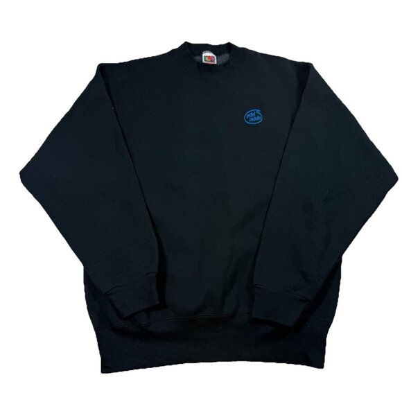 Vintage Sweatshirt Mens L Intel Inside Promo Sleeve Sweatshirt Black 1990s - Picture 1 of 4